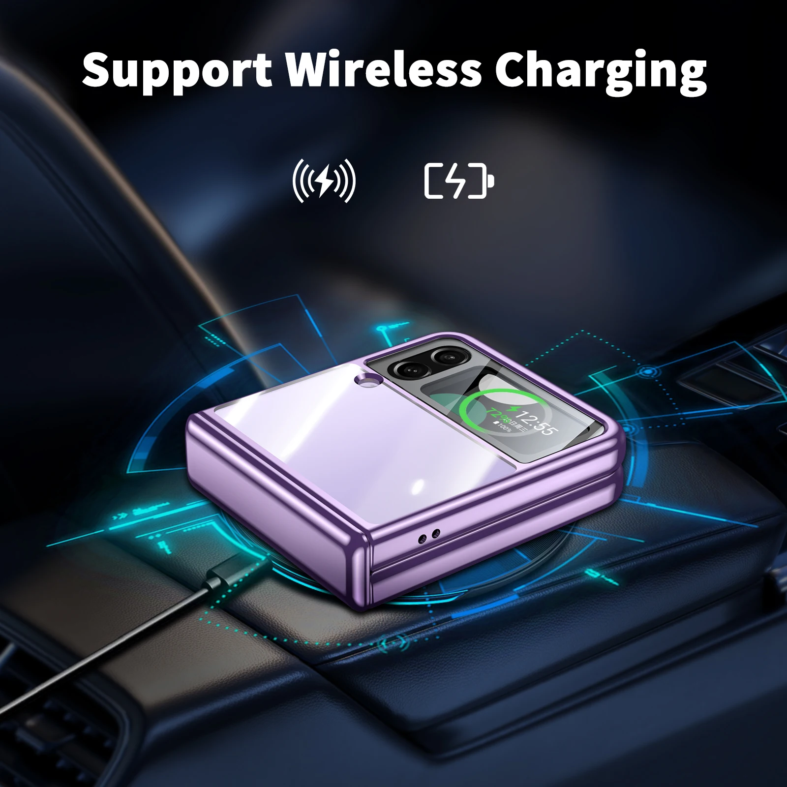 Slim Plating Case for Samsung Galaxy Z Flip 4 Hinge Protection Shockproof Transparent Clear PC Fashion Case for Galaxy Z Flip 4