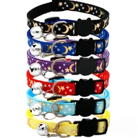 Cat Collar With Bell Cartoon Star Moon Dog Puppy Cat Kitten Collar Adjustable Safety Bell Ring Necklace Cat Jewelry 1