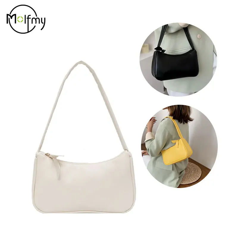 Mode Handtasche und Geldbörsen einfache Frauen Schulter Achsel Taschen lässig Damen reine Farbe kleine Handtaschen elegante Pu Ledertaschen
