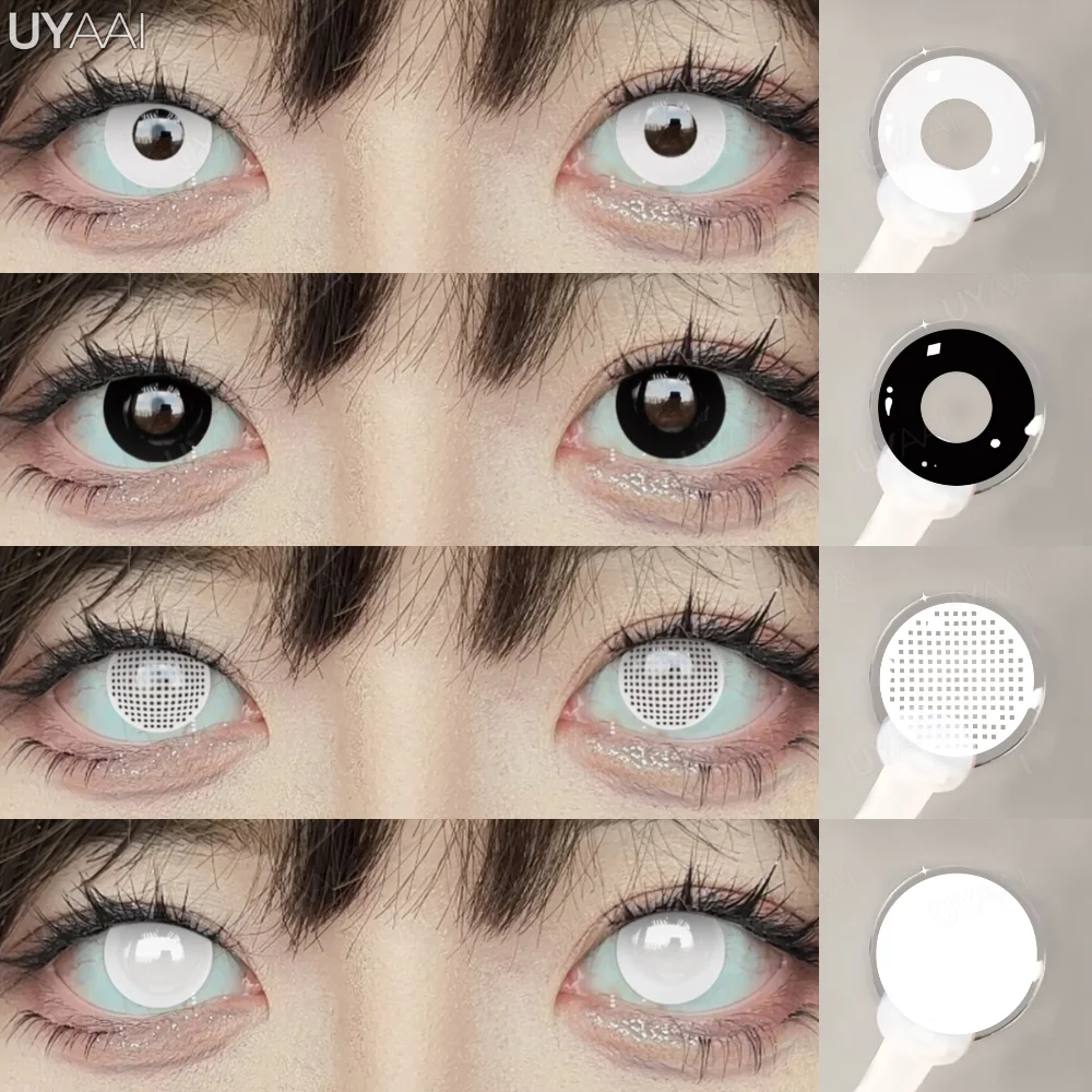 UYAAI Fantasy Costume Lenses - Crazy White & Vampiric Red Eye Effects