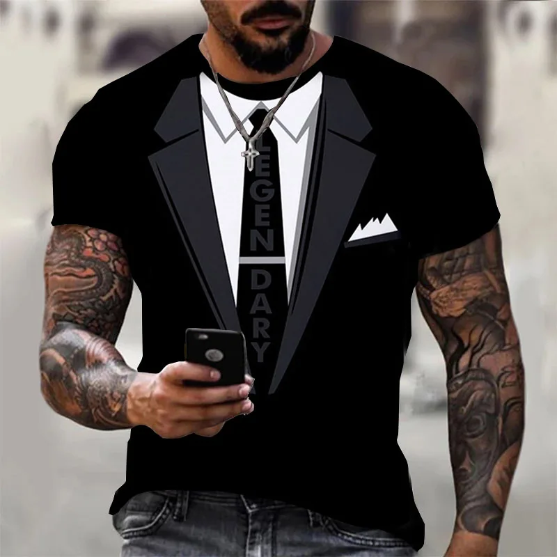 T-shirt com gravata Tuxedo Vestuário Vestuário de trabalho