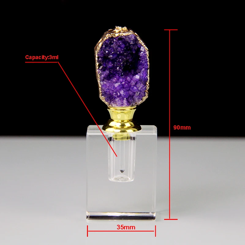 Natural Agate Essential Oil Bottle 3ML Decorative Bottle Refillable Crystal Perfume Wedding Anniversary Gifts