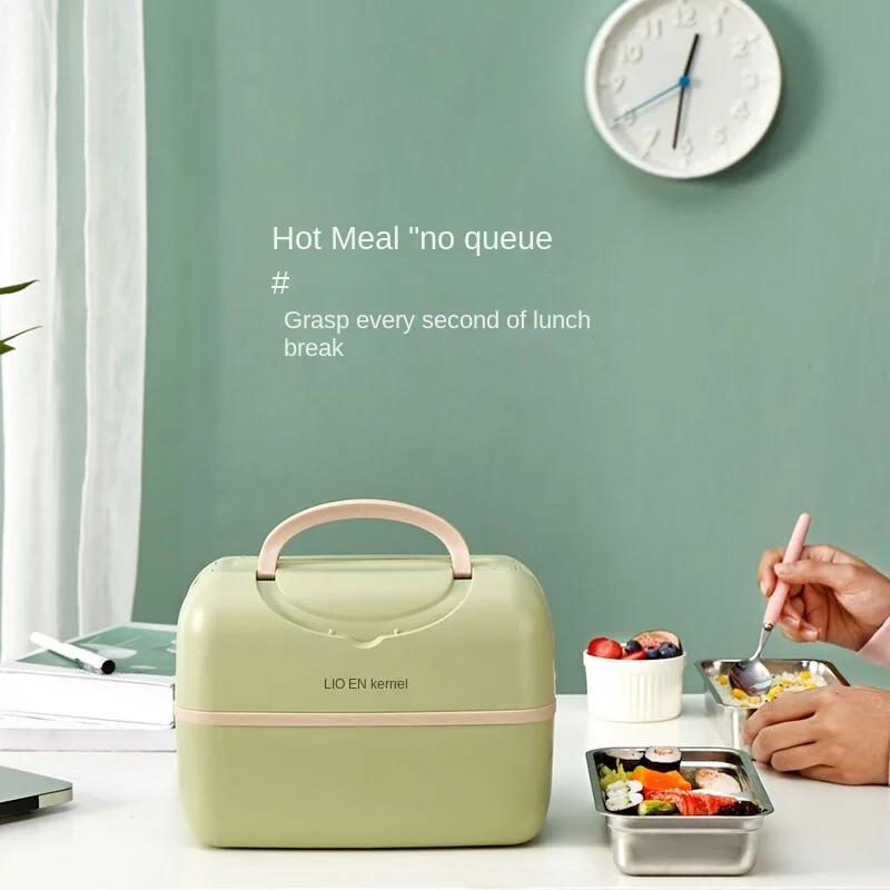 Multi Rice Cooker Electric Heating Lunch Box Portable Cooking Pot Stainless Steel Inner For Travel With Tableware