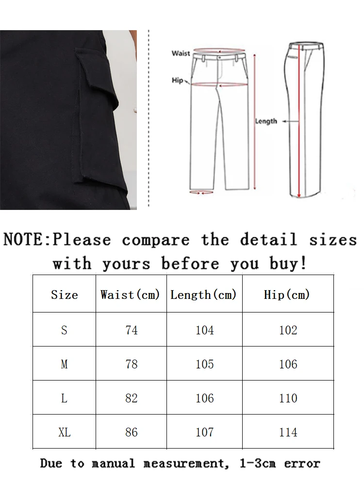 Vangull Casual Black Cargo Pants Women Spring New Elastic Waist Goth  Streetwear Joggers Female Oversized Pocket Loose Trousers