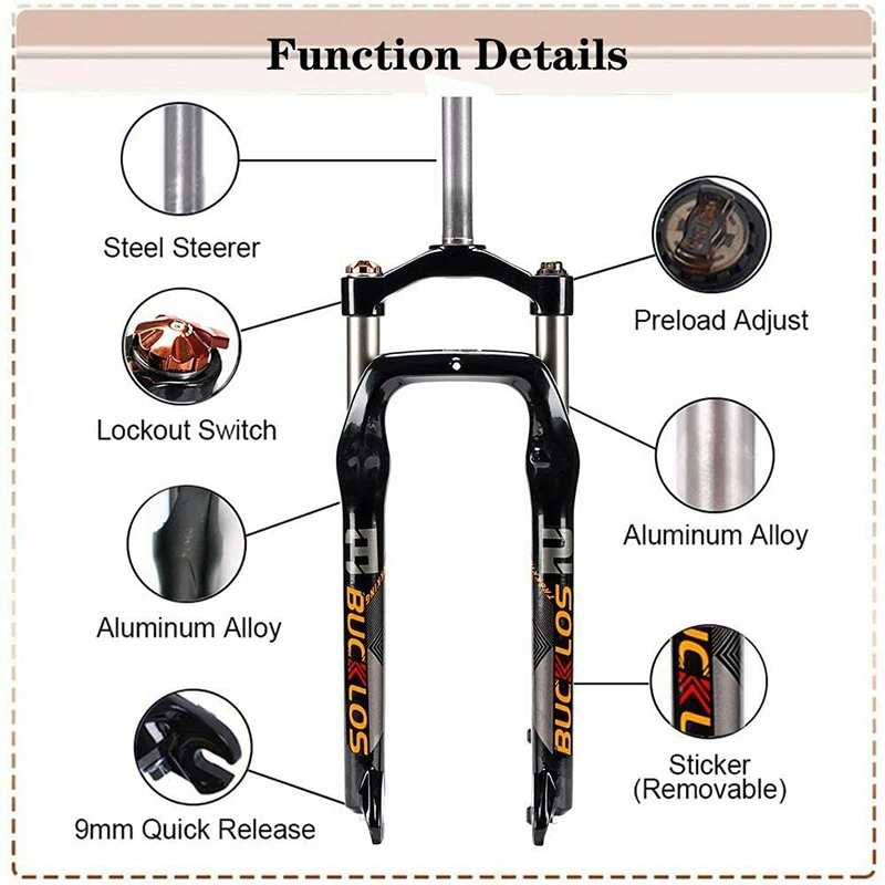 Bucklos Fork BUCKLOS 26 X Fat Bike Air Suspension Fork 120mm