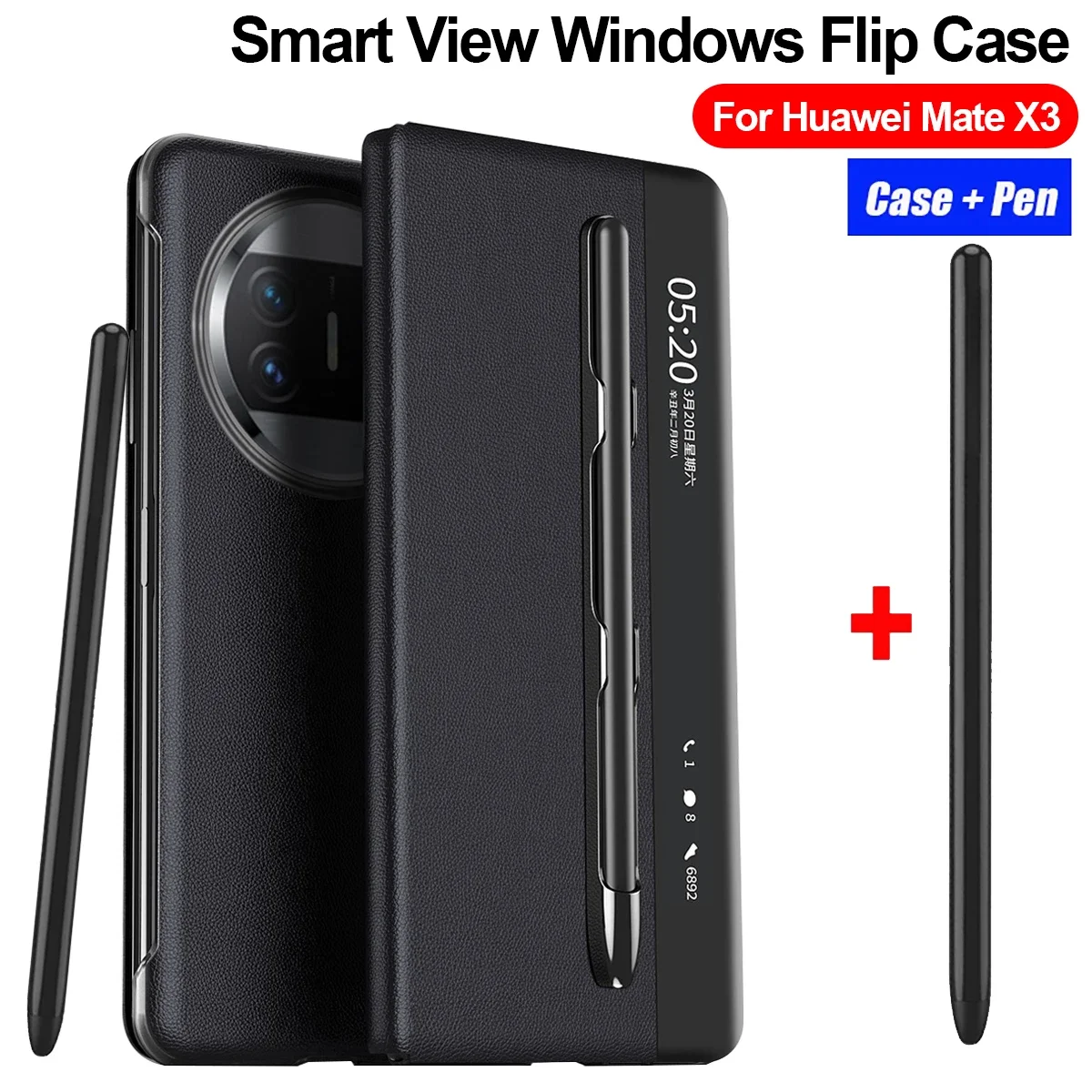 Con Cover Per Slot Per Penna Touch Per Huawei Mate X3 Flip Case In Pelle Smart View Windows Protection Capa Per Huawei Mate X3 5G Funda