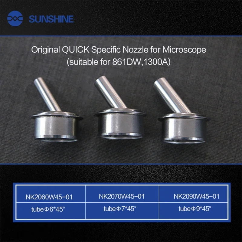QUICK Original Microscope Nozzle 6mm 7mm 9mm NK2060W NK2070W NK2090W Curved Hot Air Gun Nozzle Dedicated For 861DW 1300A 858AK
