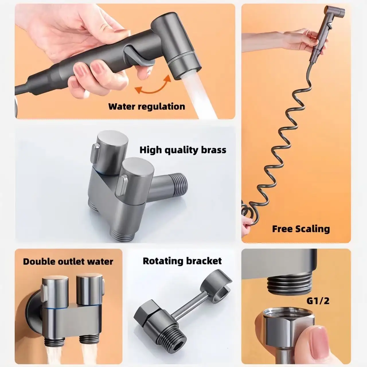 Bidet Toilet Sprayer Set Spray Water Bathroom Handheld Bidet Sprayer Toilet Shower Double Outlet Angle Valve Toilet Accessories 3