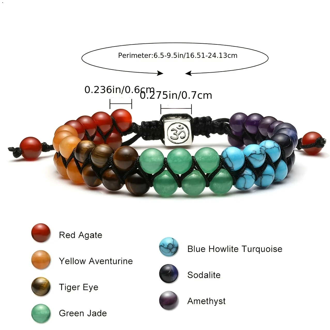 7 Chakra Treatment Crystal Bracelet Yoga Stone Adjustable Beads Bracelet Meditation Relaxation Anxiety Women's Bracelet