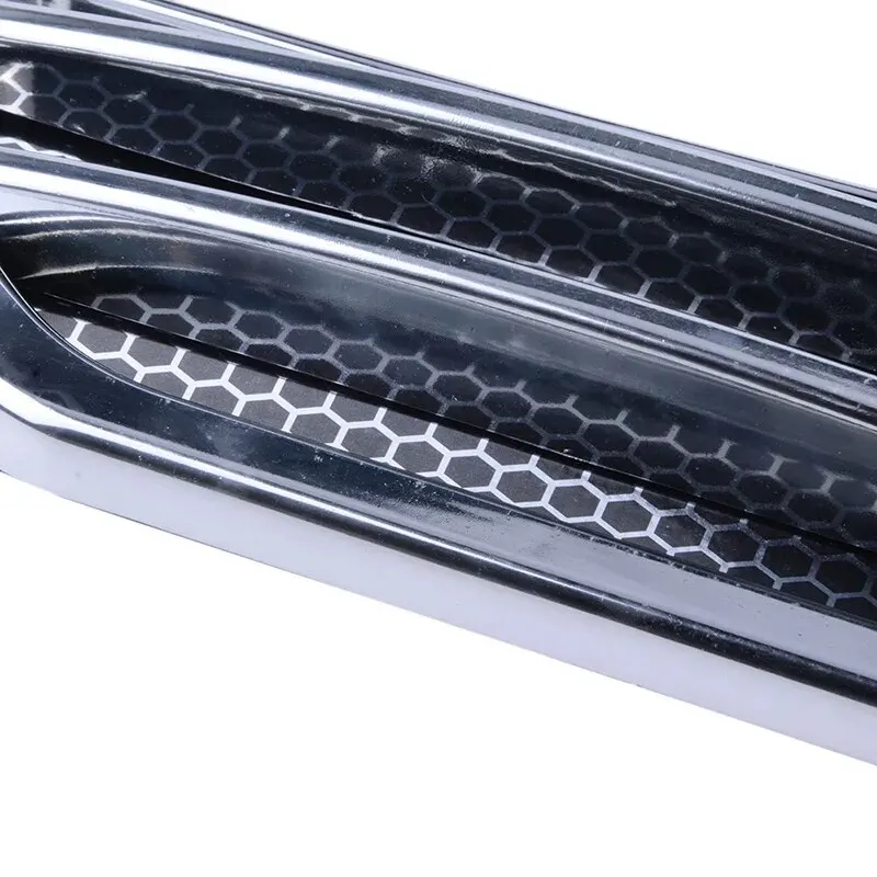 1pair Car Fender Stickers Air Flow Spoiler Racing Intake Grille Trim Chrome Decorative Automobile Accessories car body trim accessories