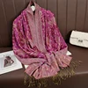 Women National Style Flower Pattern Scarf Jacquard Pashmina Cashmere Tassel Classic Shawl Coldproof Warm Neck Protection 2