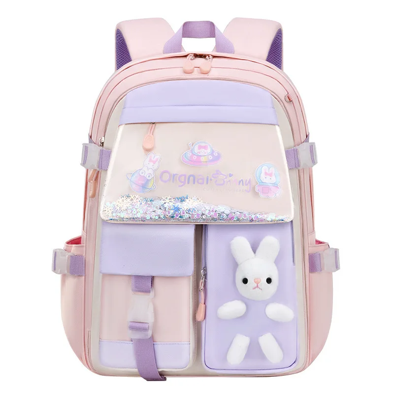 Primary School Students Schoolbag for Girls Cute Backpack Large Capacity Lightweight Waterproof Side Open Children's School Bags