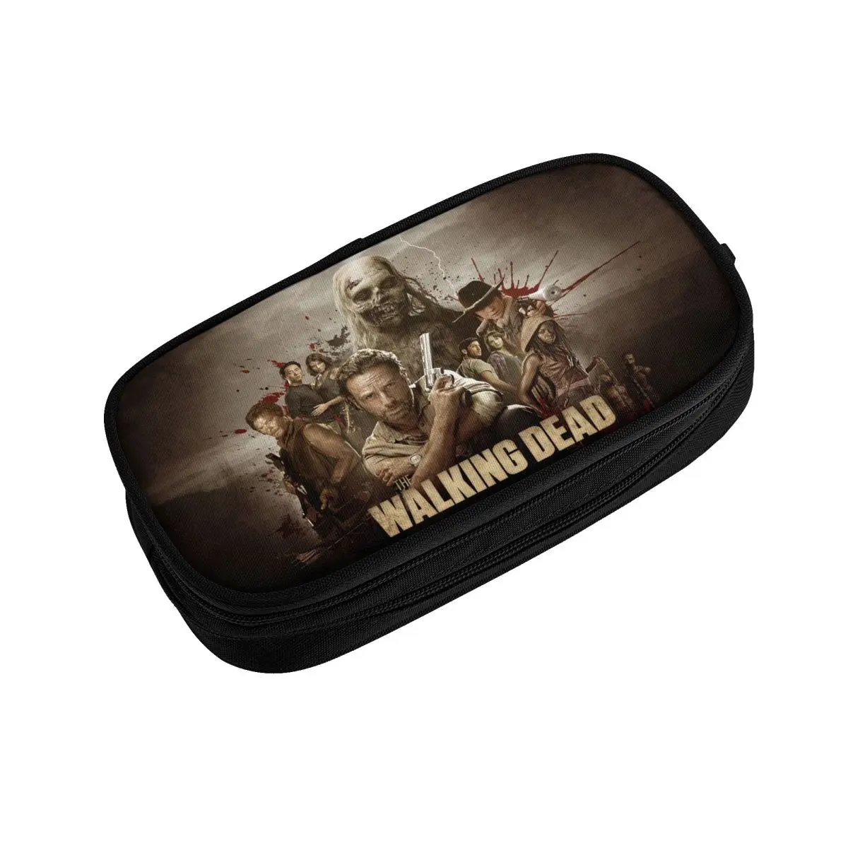 Horror Zombie TV Show The Walking Dead Pencil Case for Boys Gilrs Large Storage Pen Box Bag School Supplies