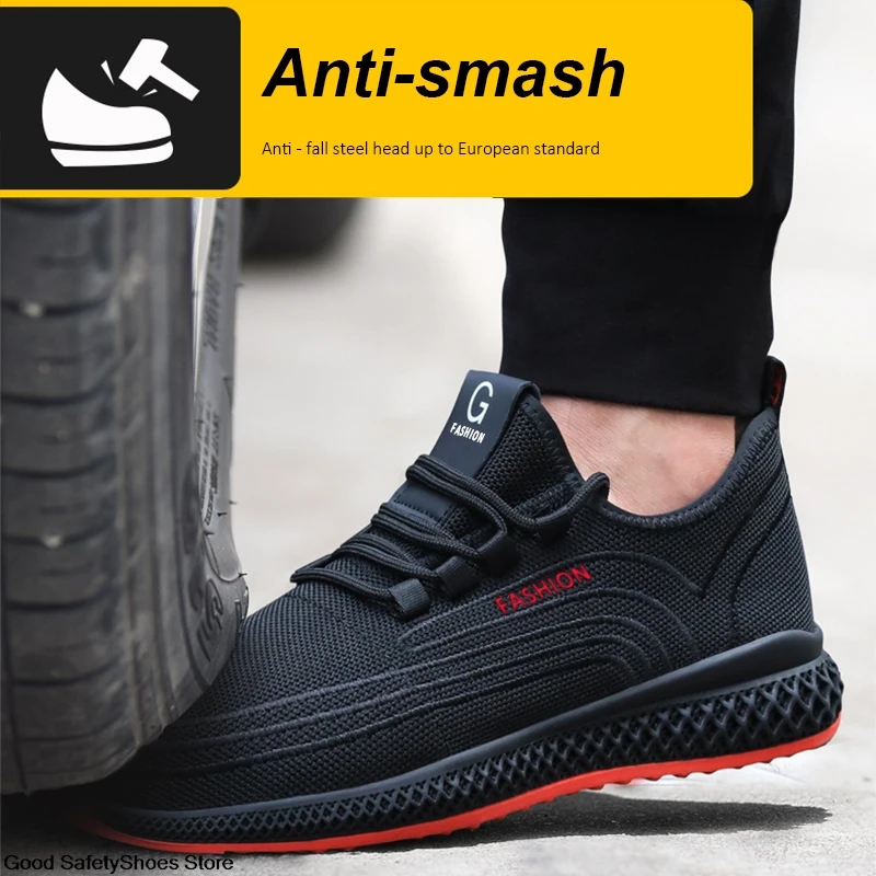 Men Safety Shoes Steel Toe Work Boots Women Men Work Shoes Puncture-Proof Boots Breathable Sneakers