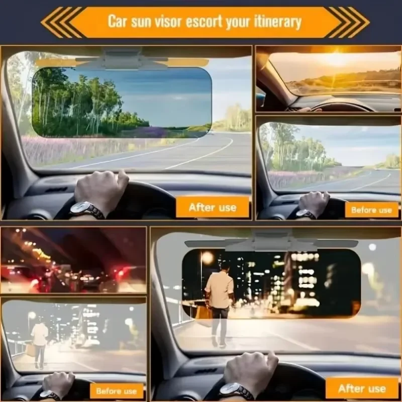 Universal Car Sun Visor With Polarized Glare Protection Driver's Anti-Glare Mirror Visor Portable Foldable Car