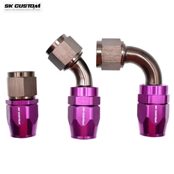SK CUSTOM Oil Pipe Fitting Right Angle Fitting Wire Braided Oil Tube Adapter Engine Oil Radiator Fitting AN8 AN10 45° 90° 180°
