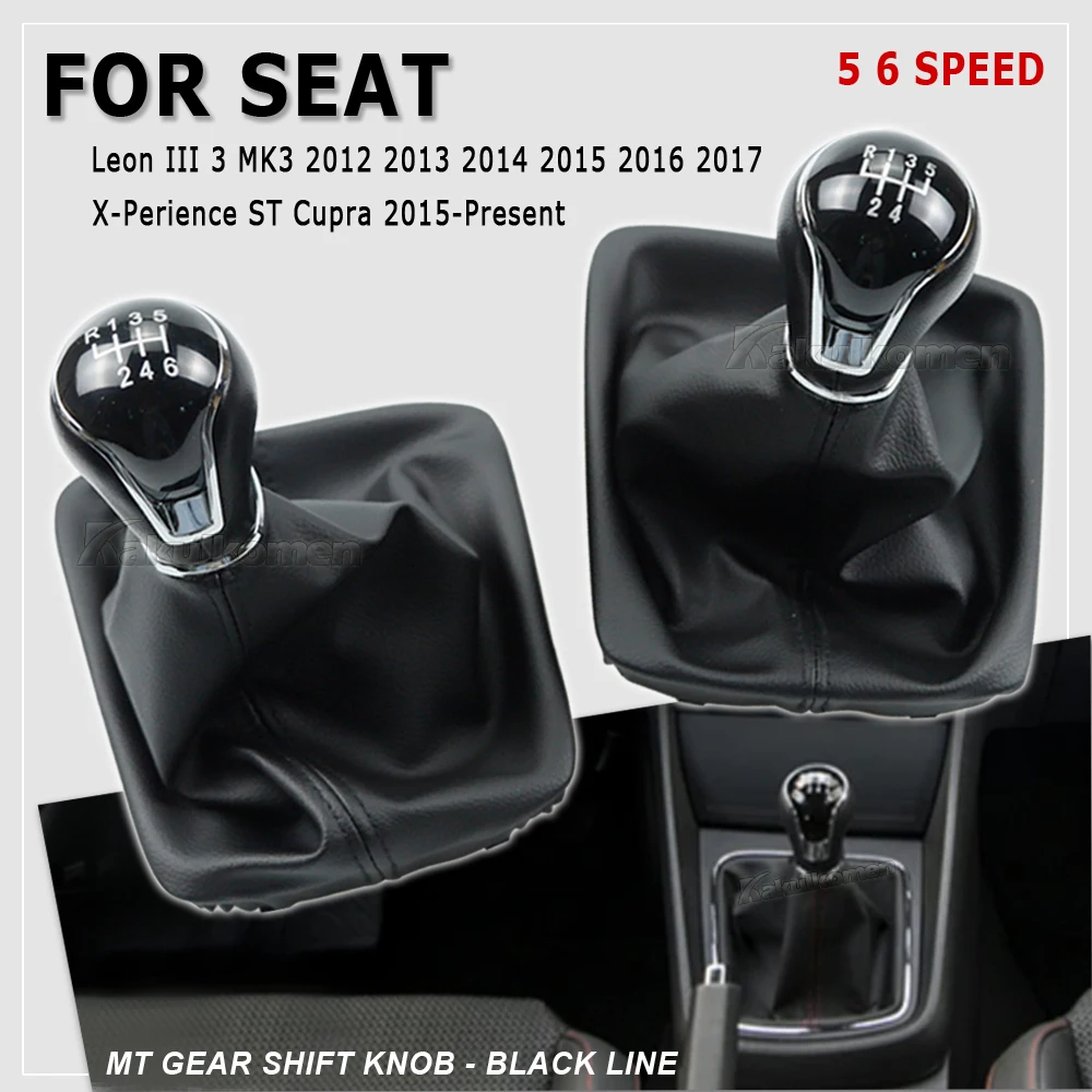 Leder Auto Schaltknauf Hebel Gaitor Boot Abdeckung Für Sitz Leon III 3 MK3 2012 2013 2014 2015 2016 2017 5/6 geschwindigkeit Manuelle – Detail 2
