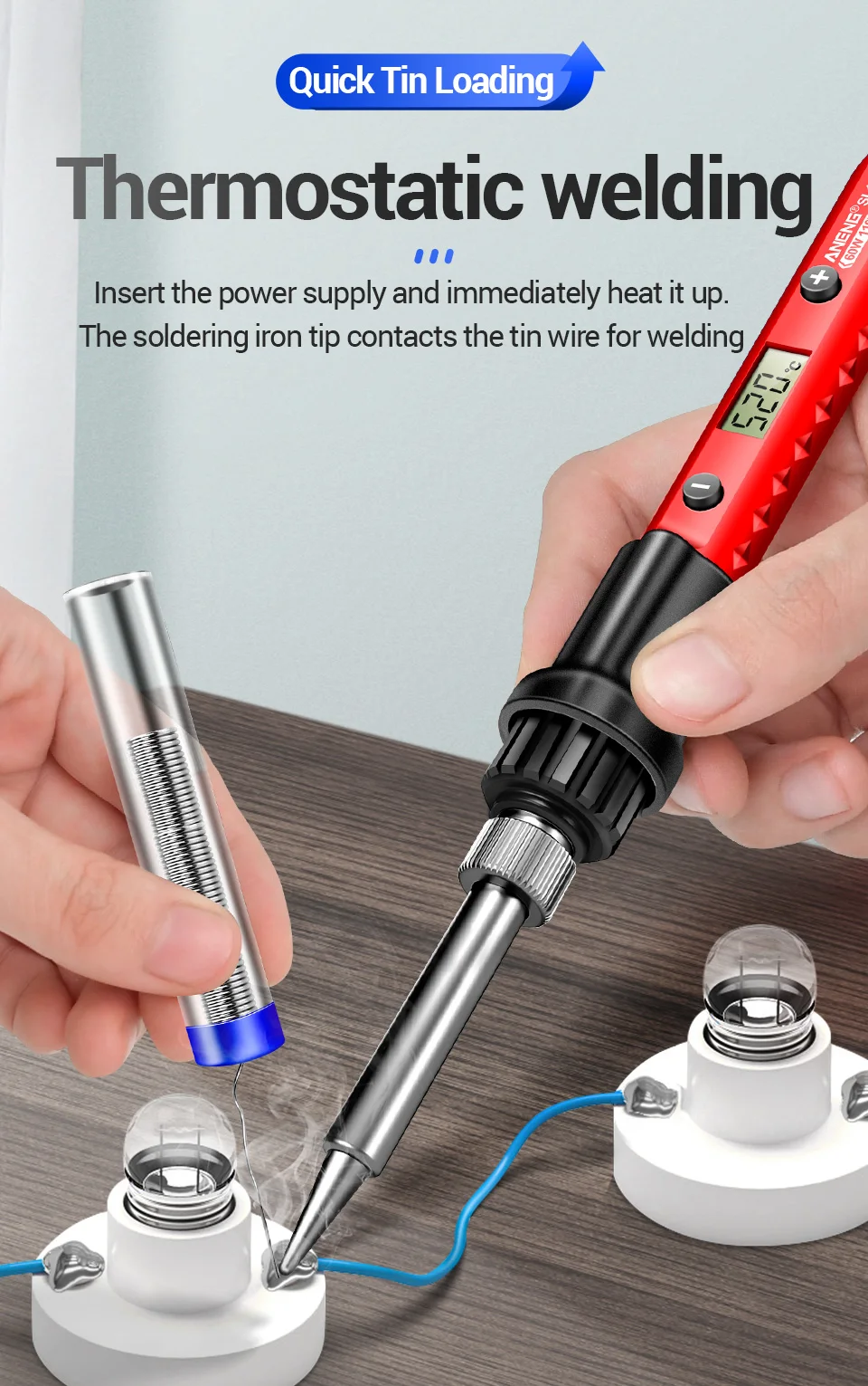 Adjustable Temperature Electric Soldering Iron ANENG SL105 Digital Display Welding Control Rework Station Heat 110V/US 220V/UE