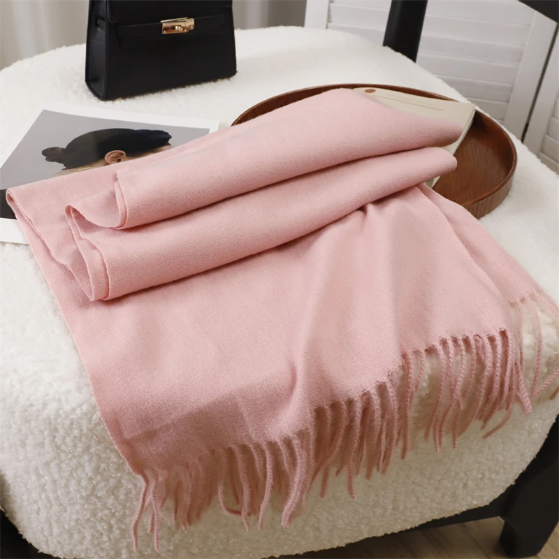 2023 Winter Frauen Schals Lange Warme Gradienten Imitation Kaschmir Hijab Solide Dame Schal Wrap Weibliche Pashmina Bandana Kopf Schal – Detail 24