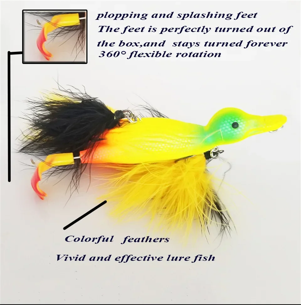 Schwimmender 3d Enten Topwater Köder Mit Plätscherfüßen Für Angler_voghion.com