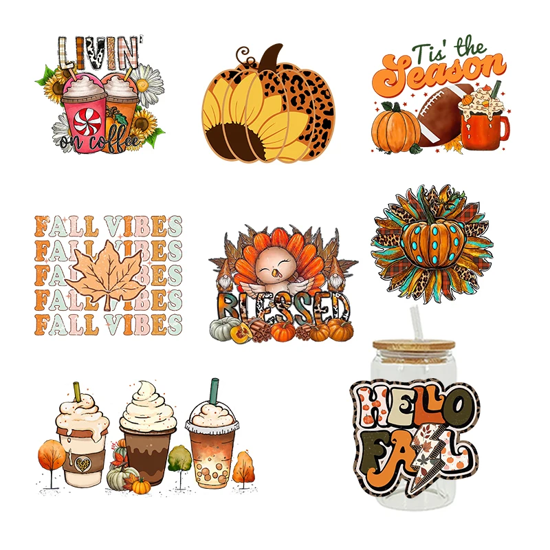 

UV DTF Transfer Sticker Thanksgiving Day For The 16oz Libbey Glasses Wraps Bottles Cup Can DIY Waterproof Custom Decals D3308