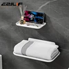 Folding Wall Mounted Shelf Saving Space Foldable Storage Rack Punch-Free Phone Holder Wifi Router Storage Tray BathroomOrganizer 1