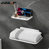Folding Wall Mounted Shelf Saving Space Foldable Storage Rack Punch-Free Phone Holder Wifi Router Storage Tray BathroomOrganizer 1