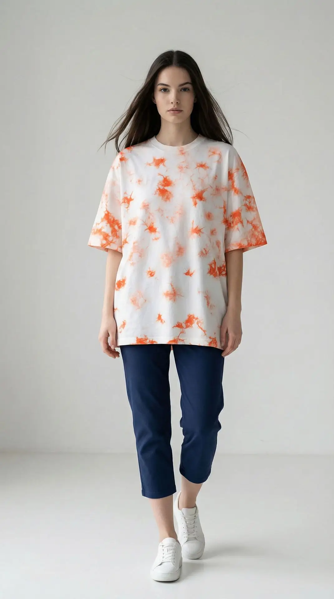 Schweres Batik-T-Shirt mit kurzen Ärmeln, locker geschnitten, aus reiner Baumwolle, im amerikanischen Retro-Vintage-Stil, sommerliche Freizeit-Streetwear-Oberteile – Detail 11