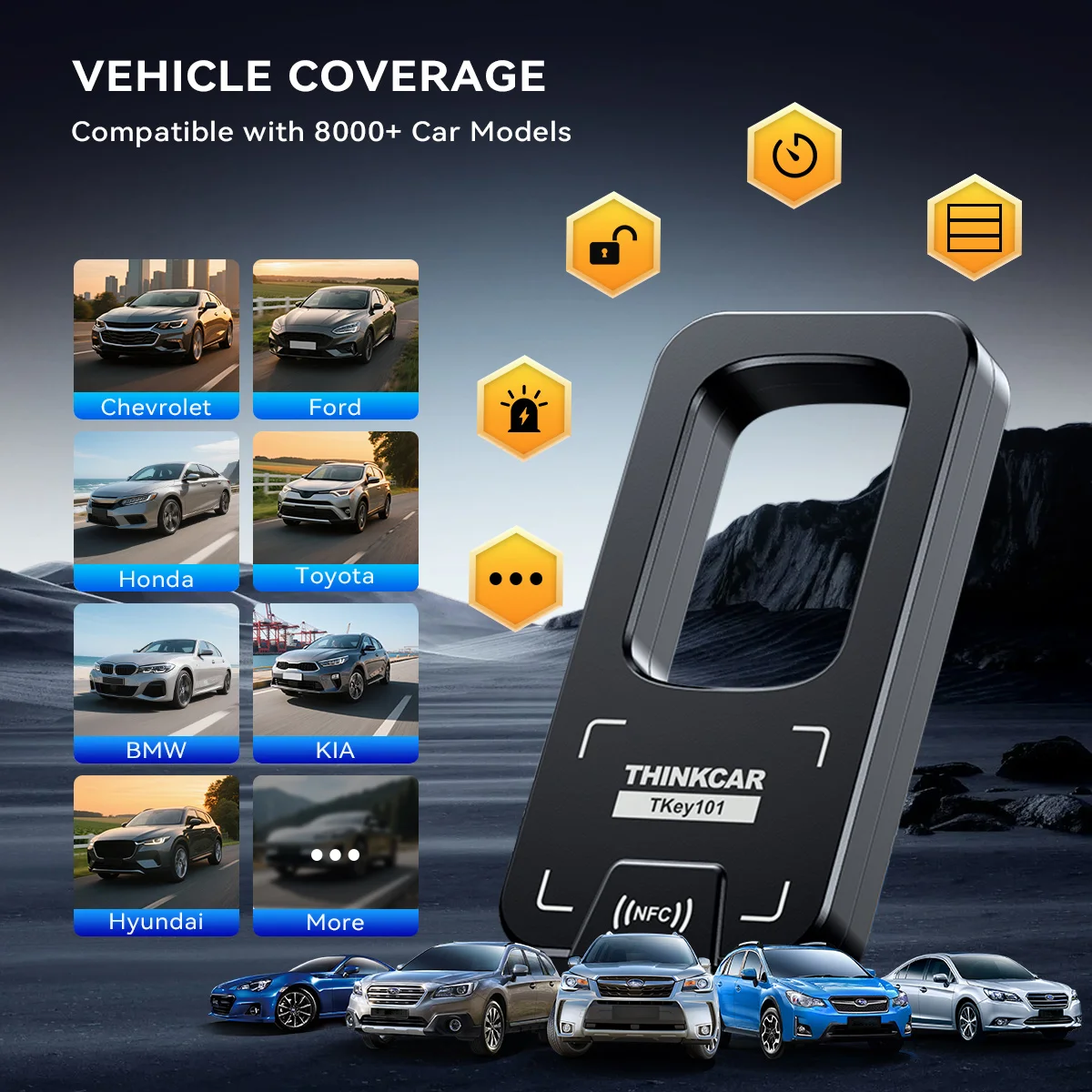 THINKCAR TKEY 101 Programmatore Universale di Chiavi Auto con 6 Telecomandi, Programmazione Sistemi Antifurto Auto per MUCAR 892BT 689BT - Image 5
