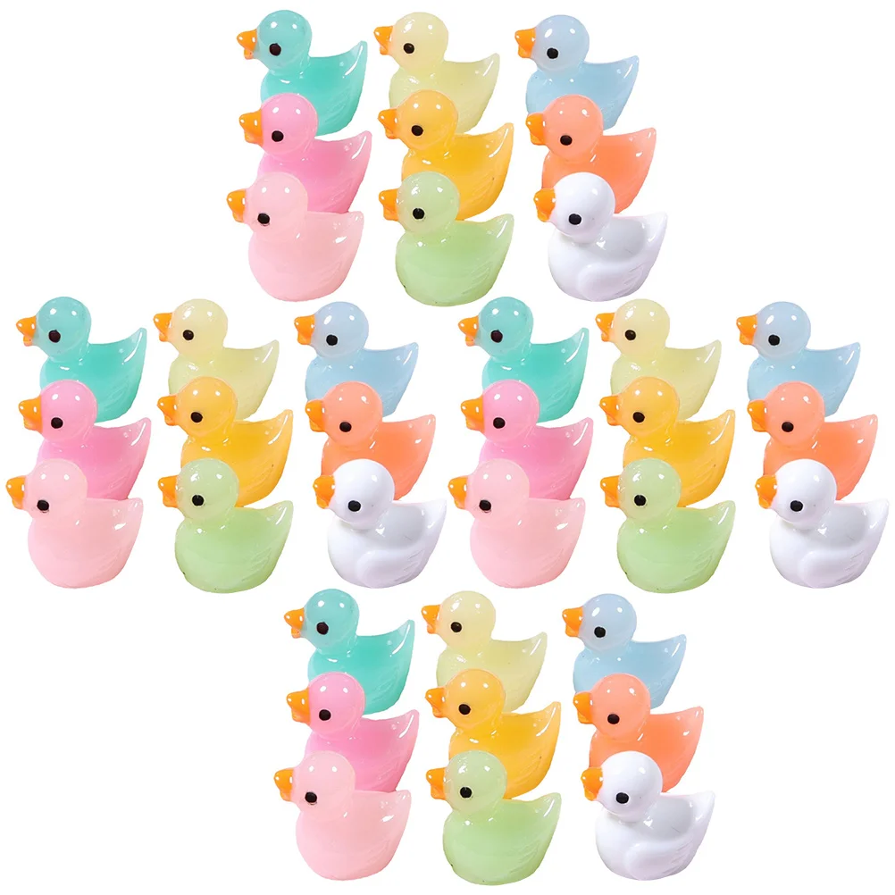 

60 pcs Mini Resin Ducks Ornament Miniature Figurines Tiny for Garden Decor