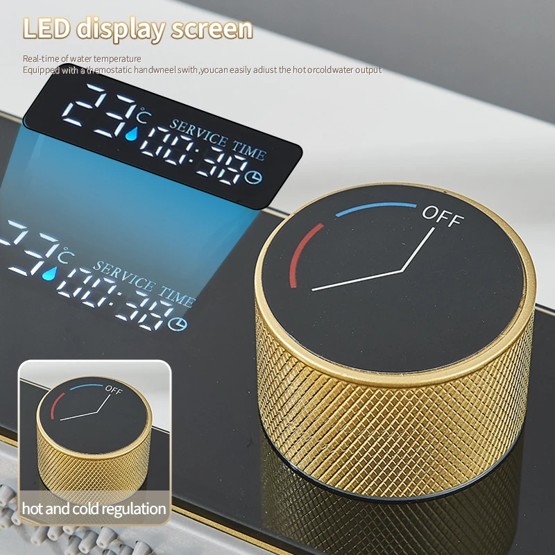 Golden Smart Digital Display Integrated Kitchen Sink Set Temperature Control Waterfall Water Purifier Soap Dispenser Cup Washer