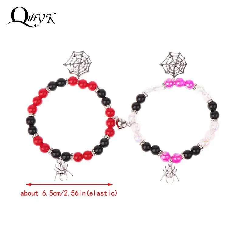 

2Pcs/Set Gothic Spider Animal Beaded Bracelet Creative Heart Magnetic Matching Couple Bracelets For Women Men Y2K Jewelry