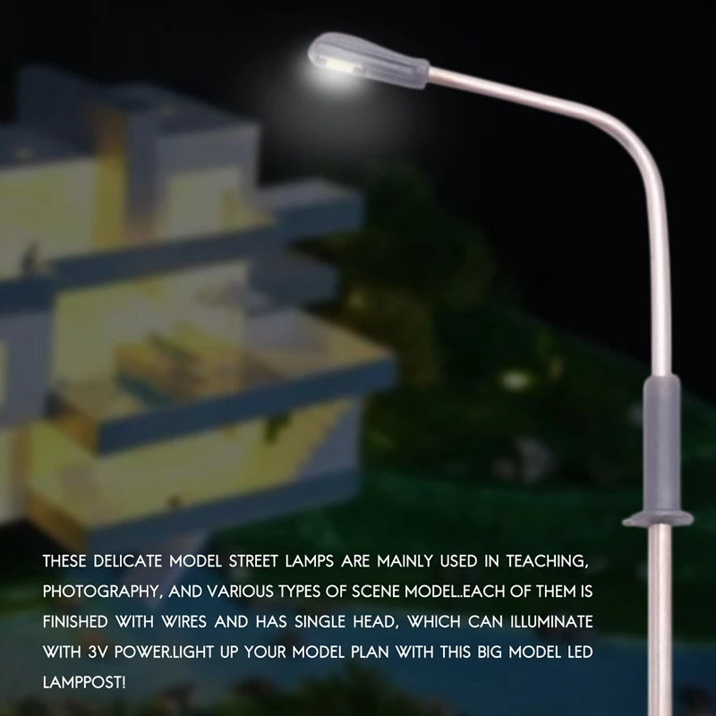 10 pcs Model LED Street Lamp Lighting Single Head Train Layout Landscape 1: 100 3