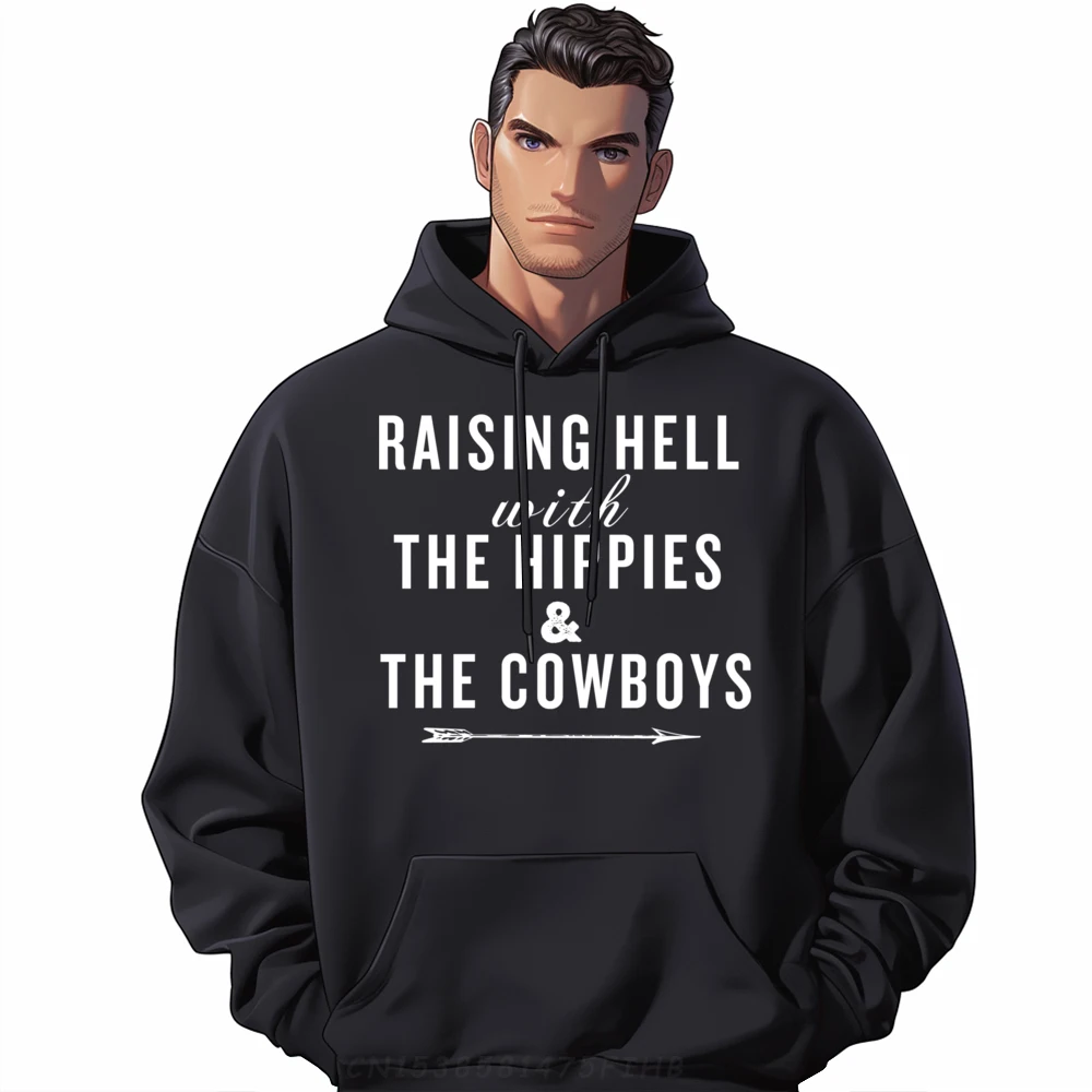 Raising Hell With The Hippies And Cow Halloween Hoodies 100 Pcs Men's Sweatshirts Graphic