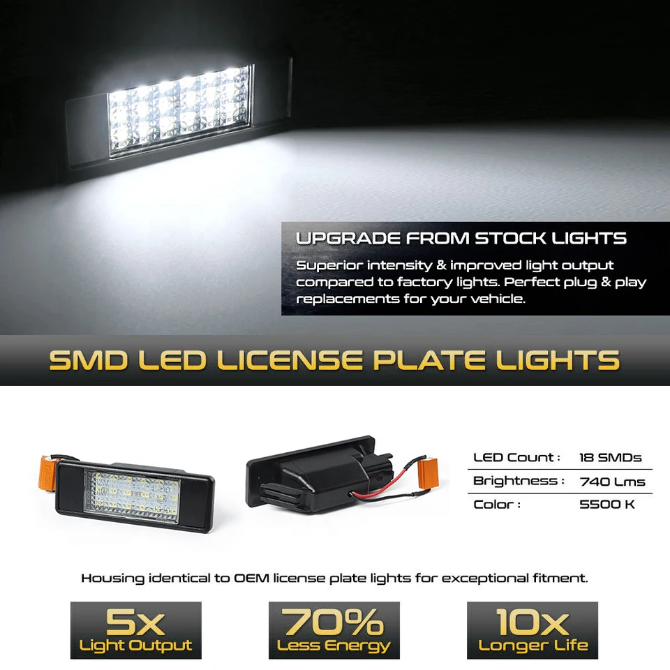 W639 Vito Kit D'éclairage LED Pour Plaque D'immatriculation Mercedes Sprinter 906, Viano Vito W639 (2006 ) - 2x Feux Kit Led Plaque Arrière Sprinter 906 Vito W639 2006