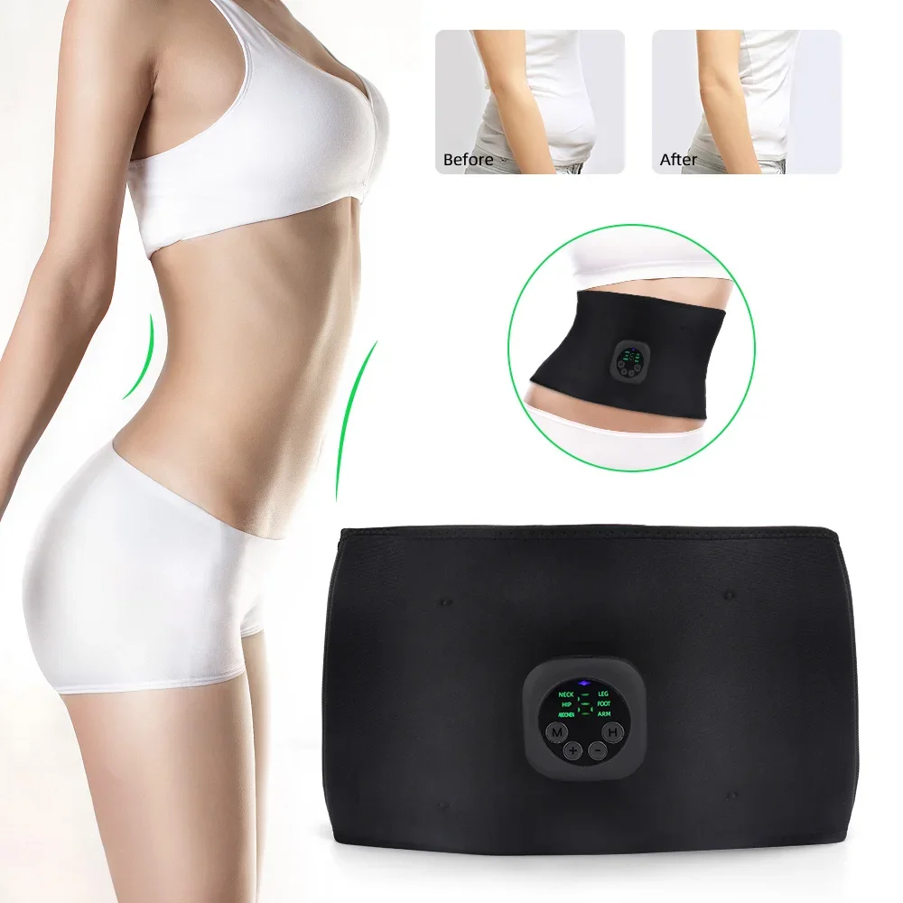 

Electric Abdominal Body Slimming Belt EMS Waist Band Unisex Smart Abdomen Muscle Stimulator Trainer Fitness Lose Weight Fat Burn