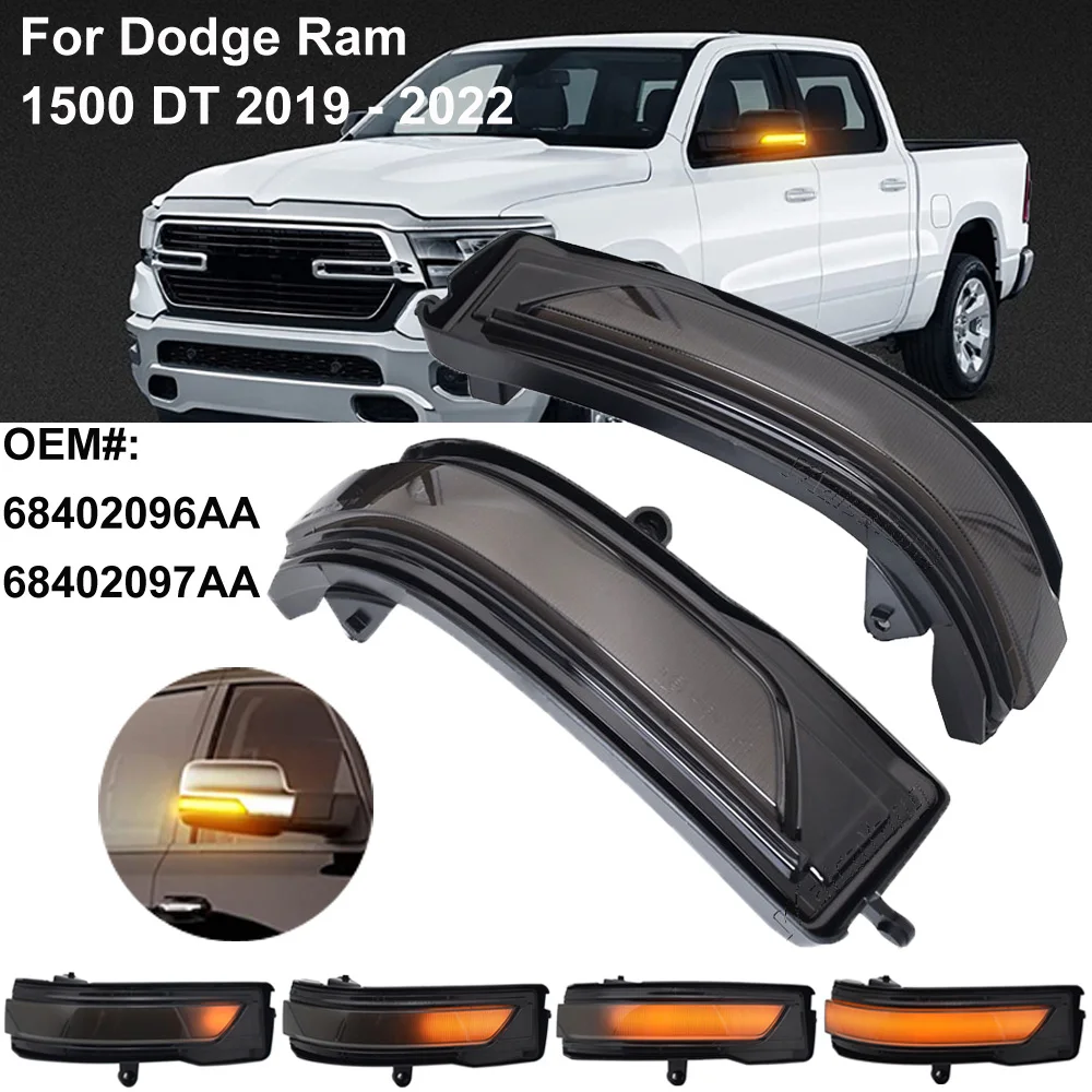 

Sequential LED Side Mirror Marker Lights For 2019 2020 2021 2022 Dodge RAM 1500 Dynamic Turn Signal Lamp Blinker Indicator