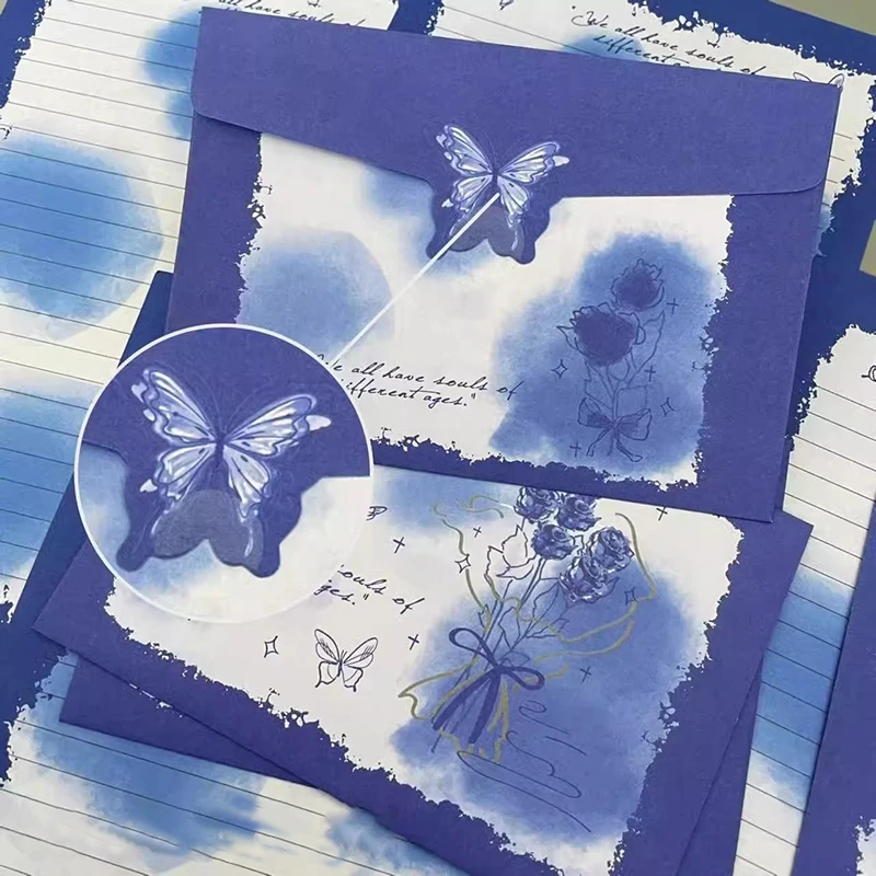 8pcs/set Butterfly Rose Envelopes for Letters Kawaii Gifts Wrap Bag DIY Wedding Party Invitation Card Postcards Cover Stationery