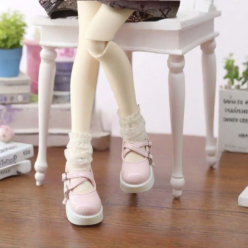 Dress Up 1/4 Dolls Shoes Mini Shoes Heightened Thick Sole Bjd Leather Shoes Casual Wear Handmade 45CM Doll Shoes Girls Gift