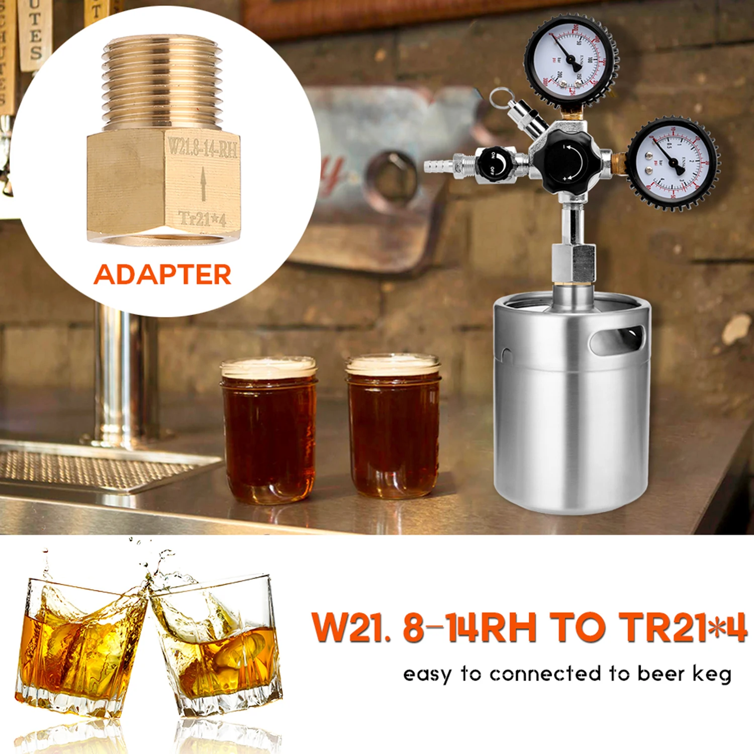 Description Picture 5 of itemBeer CO2 Keg Regulator Safety Pressure Relief Valve 0-3000 PSI Tanks Pressure Double Gauges CO2 Reaction Control System