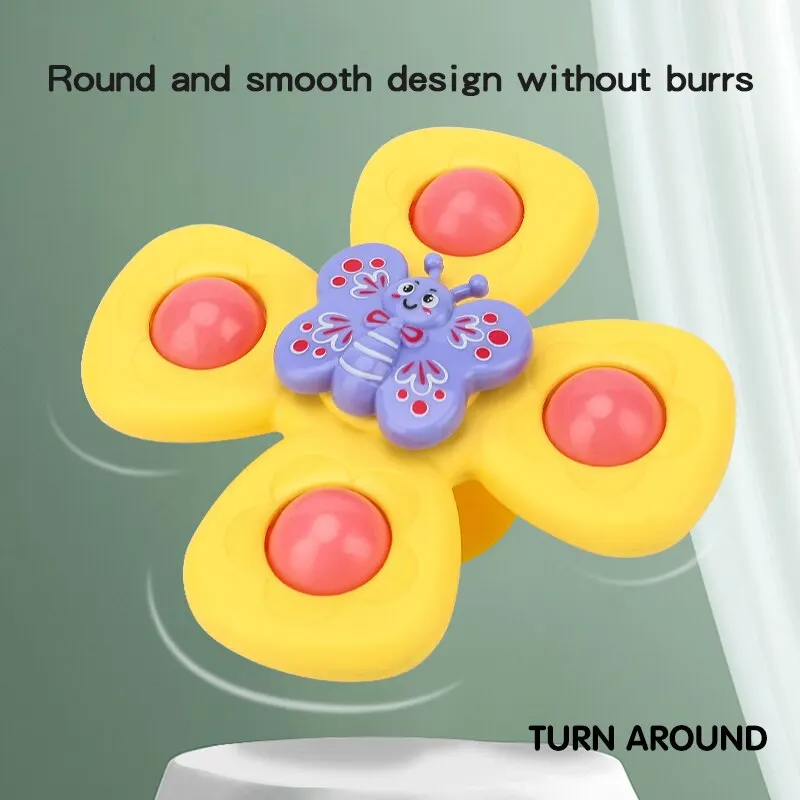 Baby Window Suction Toy Insect Suction Cup Base Rotating Toy Window Suction Spinner Relief Stress Bath Room Toy 2PCS Set For Baby Birthday Gift