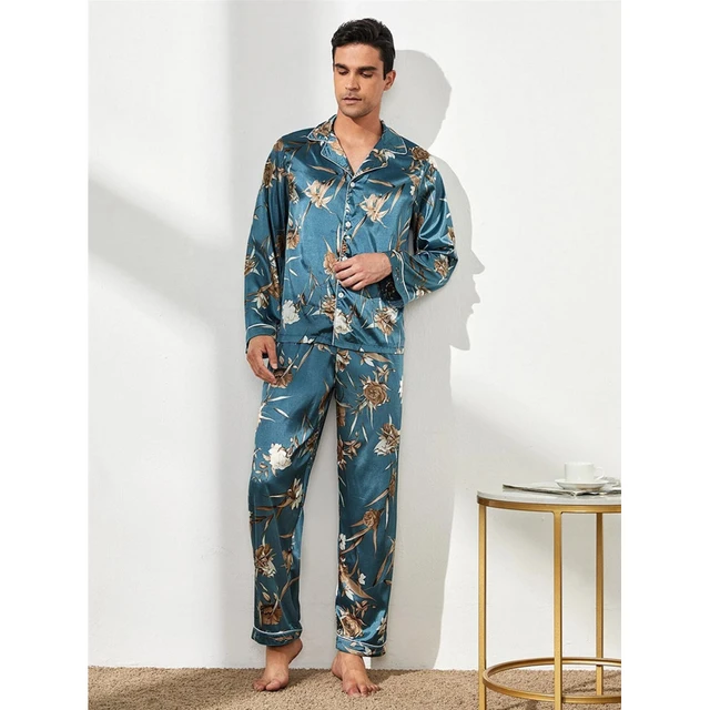 Men Silk Satin Pajamas Sets Long Sleeve Pyjamas Suit Sleepwear Pijama Men  Loungewear Plus Size Set L-5XL Sleepwear Set Nightwear - AliExpress