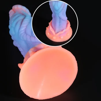 Luminous Dragon Dildo Anal Toys Butt Plug Colourful Glowing Dildo Huge Penis Glow in Dark Sex Toys for Women Sex Products 6