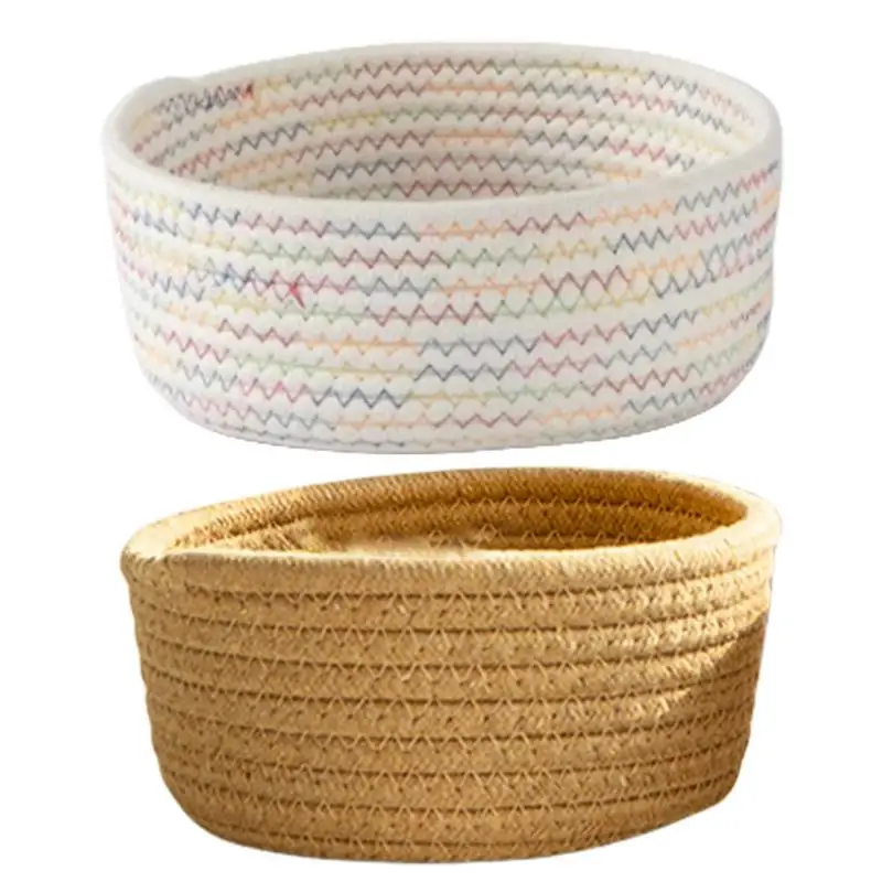 

Woven Storage Basket Cotton Rope Storage Baskets Organizers Decorative Woven Cotton Thread Storage Buckets for Bedroom Bathroom