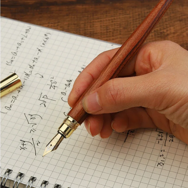 Penne stilografiche in legno di sandalo semplici retrò Penne firmate per ufficio Studenti che scrivono pittura Forniture di cancelleria scolastica - immagine 2