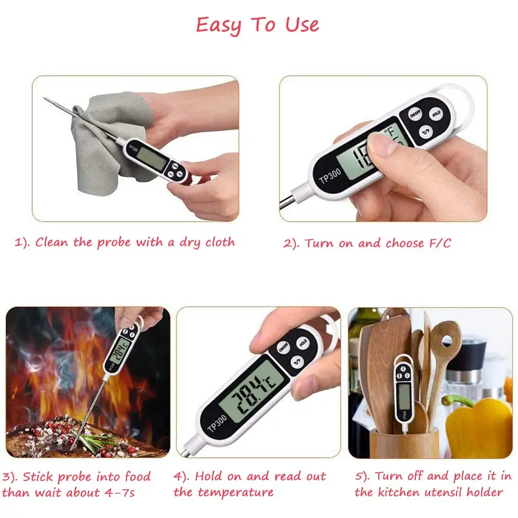 Precision Instant Read Cooking Thermometer with Long Probe