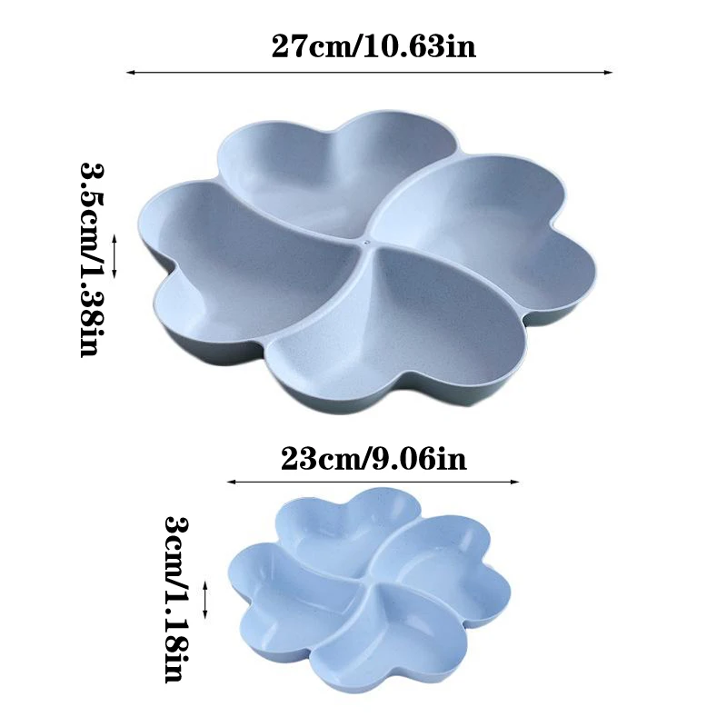 Love Compartment Storage Fruit Plate Four-leaf Clover Dry Fruit Plate Clover Snack Peach Heart-shaped