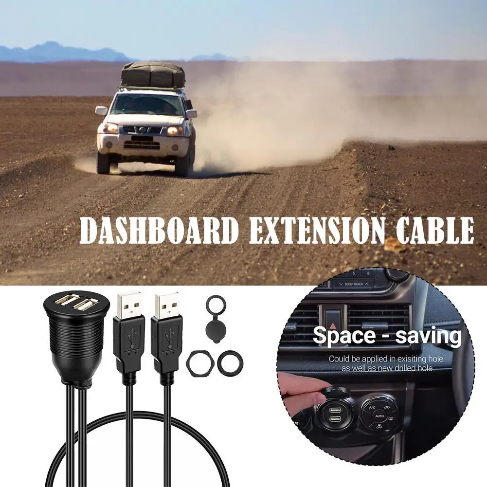 

USB 2.0 Panel Flush Mount Outlet Cable Auto Car Flush Mount Extension Cord for Car Truck Boat USB Extension Cable with USB Ports