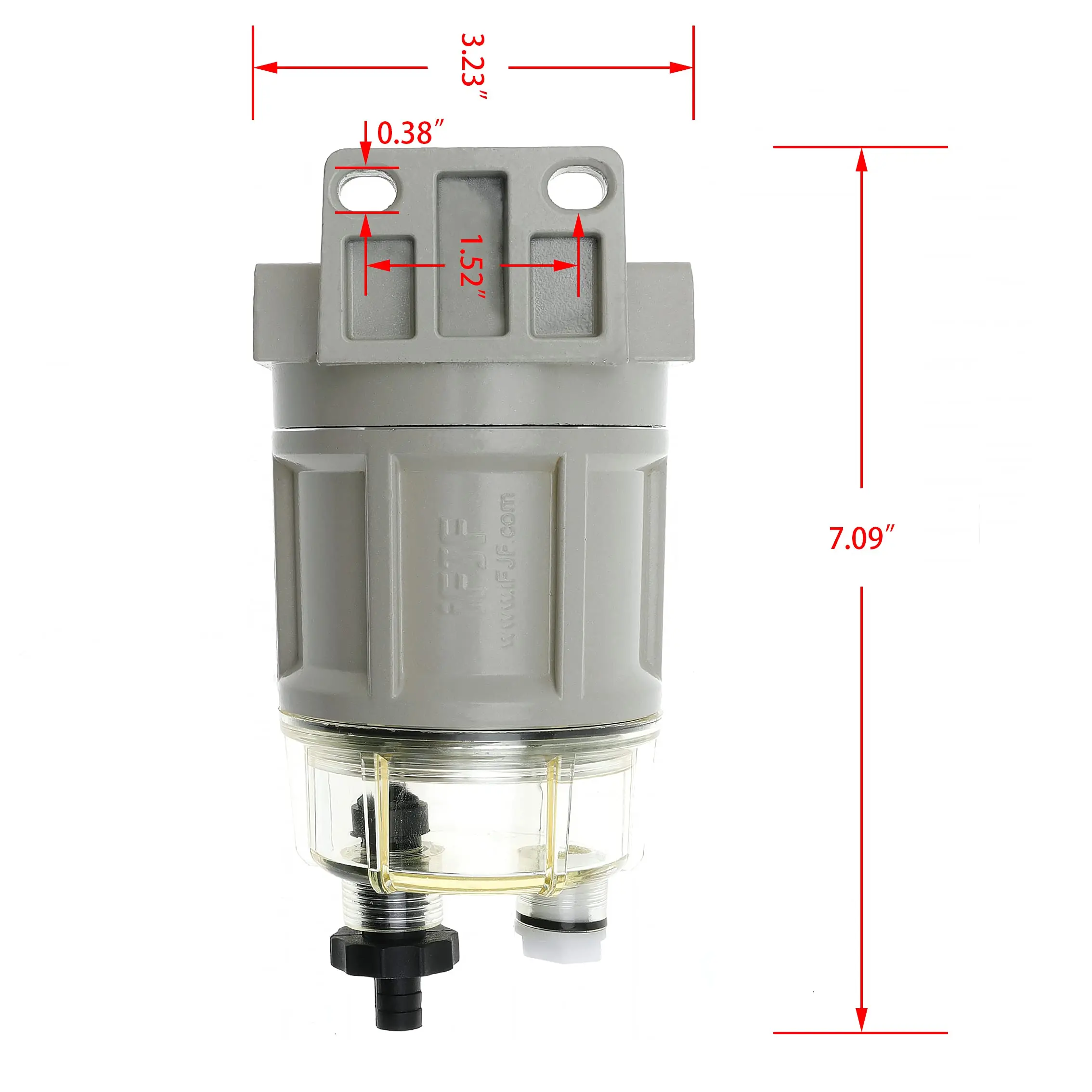 Fuel Water Separator R12H (R12T Upgrade) Marine Replaces S3240 120AT NPT ZG1/4-19 Spin-on Filter Includes 2 Fittings 2 Plugs