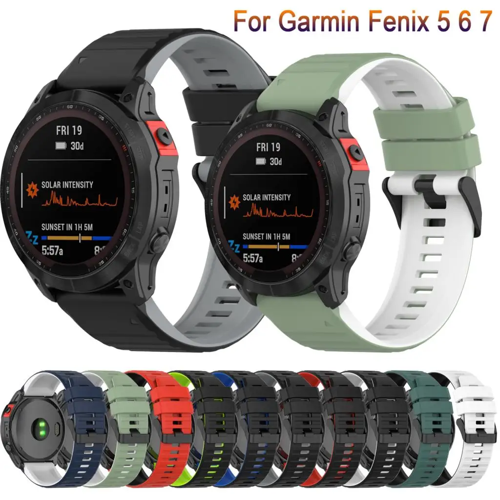 

Ремешок силиконовый для наручных часов Garmin Fenix 7 6 Pro 5 Plus, 22 мм